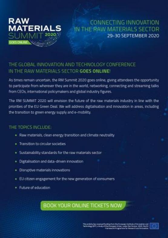 EIT Raw Materials Summit 2020 Goes Online | 29-30 September