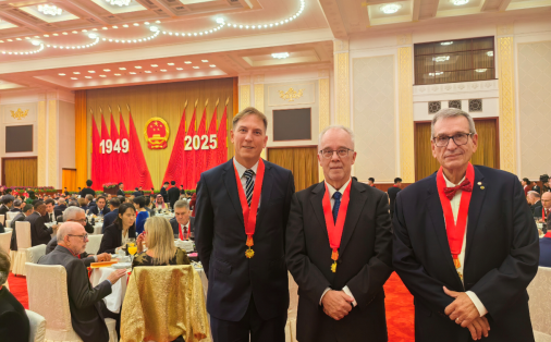 Photo at the banquet, showing Donald Dingwell, president of EUROPAEA and Dr