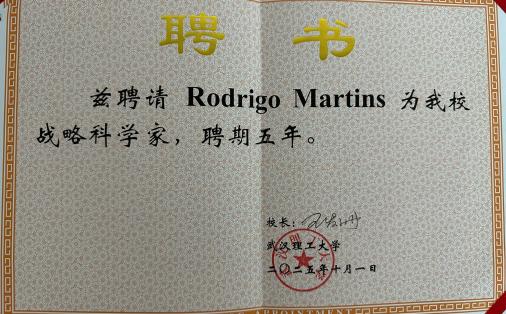 Letter of Appointment as Chief Scientist Advisory of the International Joint Laboratory on Near-Zero-Carbon